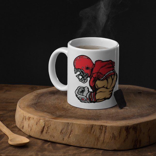 Tuff Football Warrior Mascot Red Helmet Muscle Kaffemugg (Skapare uppladdad)