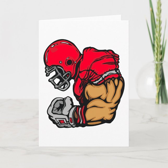 Tuff Football Warrior Mascot Red Helmet Muscle Kort (Skapare uppladdad)