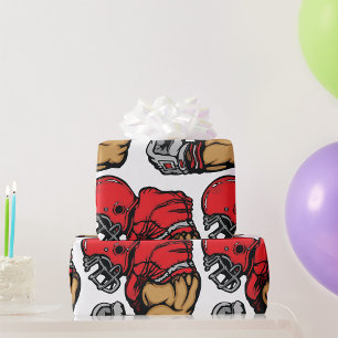 Tuff Football Warrior Mascot Red Helmet Muscle Presentpapper