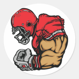 Tuff Football Warrior Mascot Red Helmet Muscle Runt Klistermärke
