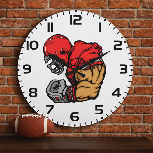 Tuff Football Warrior Mascot Red Helmet Muscle Stor Klocka