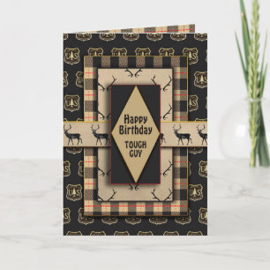 Tuff Guy Masculine Brown Plaid Card Kort
