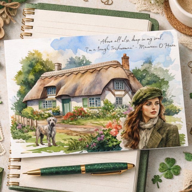 Tuff Irlands Kvinna Citat vykort-Irländska Stugan Helg Vykort (Skapare uppladdad)