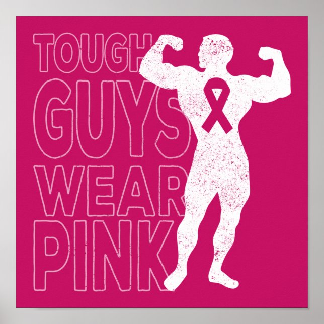 Tuff Killar Bära Rosa Breast Cancer Awareness Poster (Framsidan)