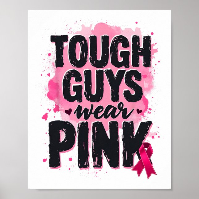 Tuff Killar Bära Rosa Breast Cancer Awareness Rosa Poster (Framsidan)