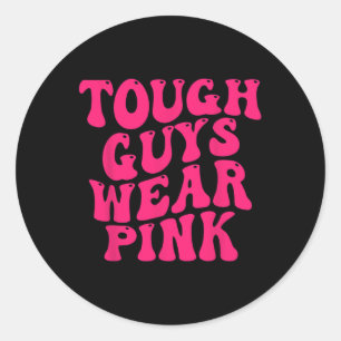 Tuff Killar Bära Rosa Breast Cancer Awareness Runt Klistermärke