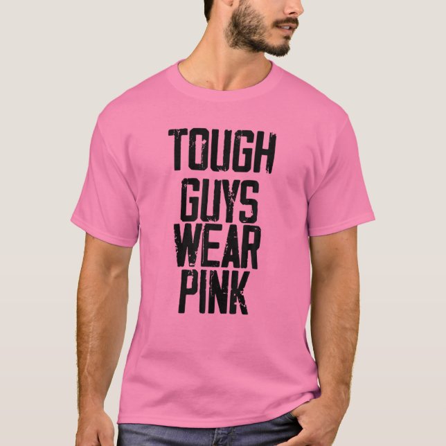 Tuff Killar Bära Rosa Ungdoms bröstcancervårdande  T Shirt (Framsida)