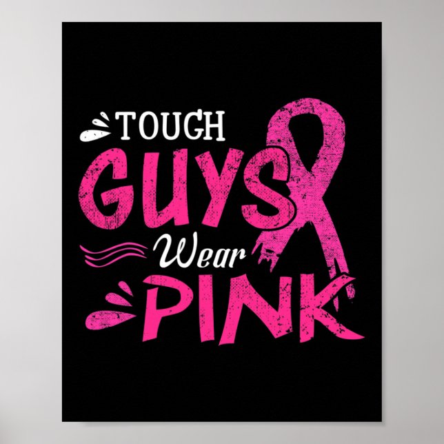 Tuff om bröstcancermedvetenhet  Killars Bära Rosa Poster (Framsidan)