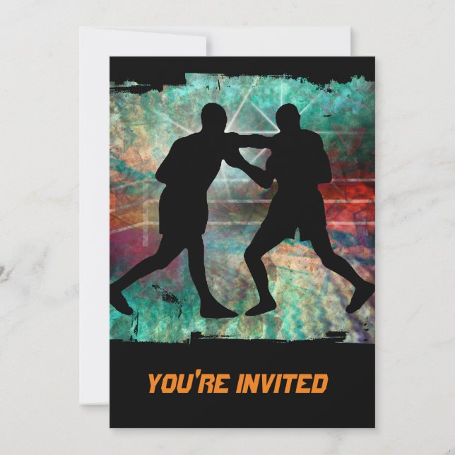 Tuff & sandig boxning i ringen inbjudningar (Framsida)