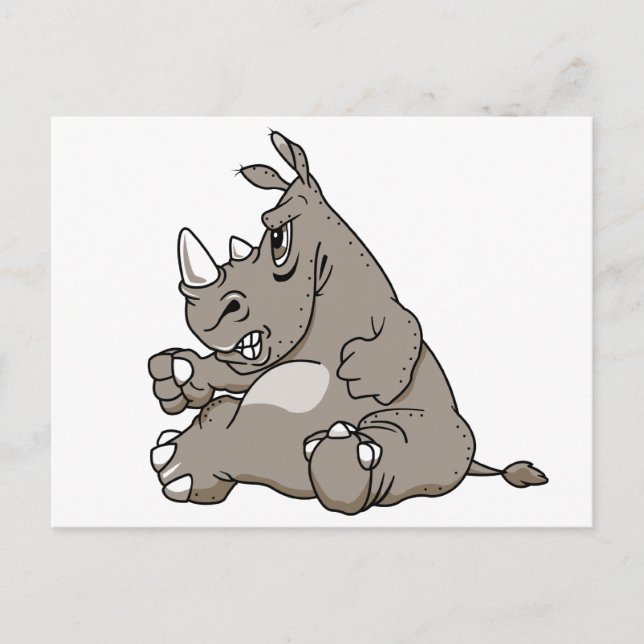 Tuff Tecknad Rhino Vykort (Framsida)