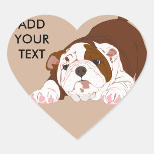 Tuff Valp Playful Bulldog Puppy Hjärtformat Klistermärke