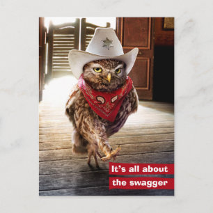Tuff Western sheriff Uggla med Attitude & Swagger Vykort