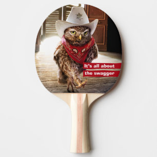 Tuff western sheriffuggla med inställning & pingisracket