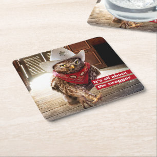 Tuff western sheriffuggla med inställning & underlägg papper kvadrat