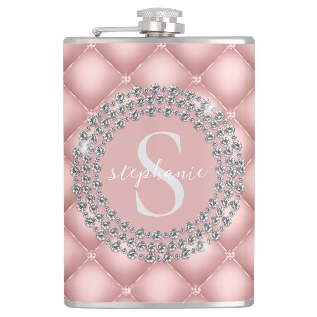 Tuffade Glittrande Diamanter Rosa Monogram Fickplunta (Framsidan)