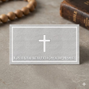 Tufft Linnevit Kors Kontur Kyrka Pastor Visitkort