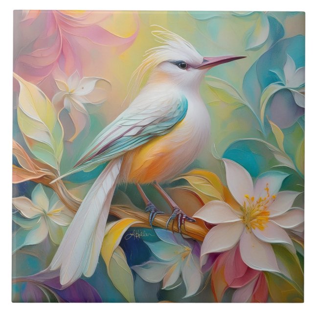 Tuftad Golden Rumped Fantasy Bird Kakelplatta (Framsidan)