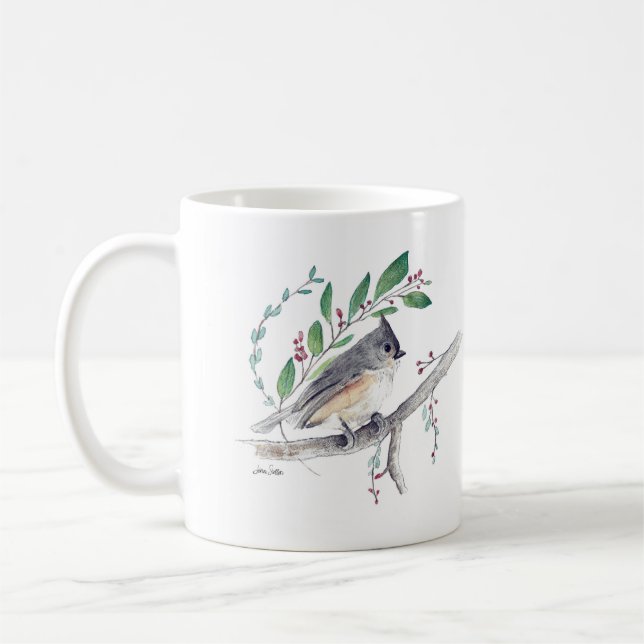 Tuftad timus Bird Art Coffee Mugg (Vänster)