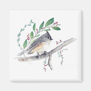 Tuftad timus Bird Art Magnet
