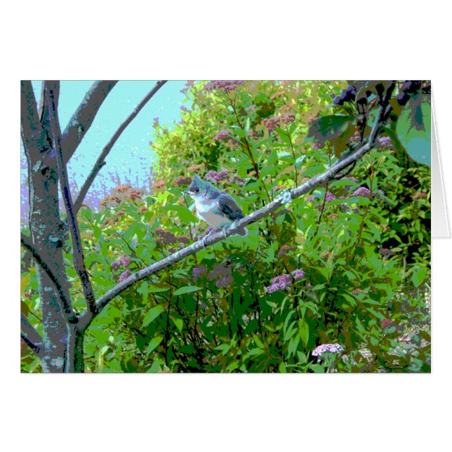 Tuftad timus Fledgling Baby Bird Hälsningskort (Framsidan Horizontal)