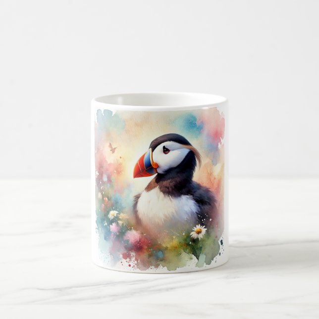 Tufted Puffin 190724AREF125 - Watercolor Kaffemugg (Center)