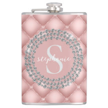 Tufted Sparkly Diamonds Blush Pink Monogram 