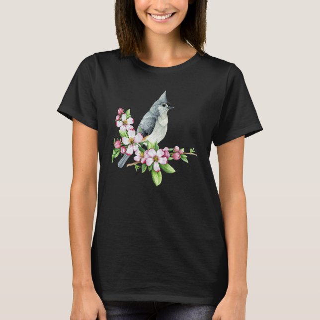 Tufted Titmouse Bird Birding Bird Watcher T Shirt (Framsida)