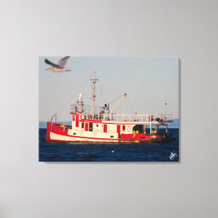 Tug Boat på Mutiny Bay med fågel Canvastryck