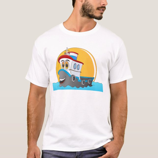 Tug Boat Tecknad Tee Shirt (Framsida)