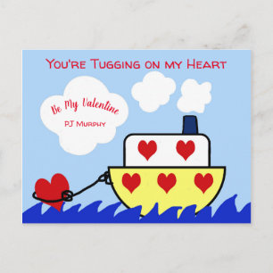 Tug Boat Valentines day-vykort Vykort