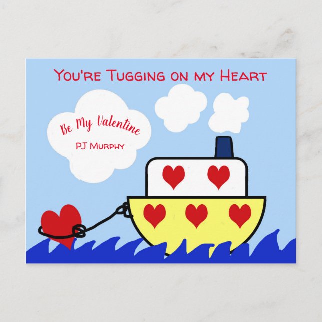 Tug Boat Valentines day-vykort Vykort (Framsida)
