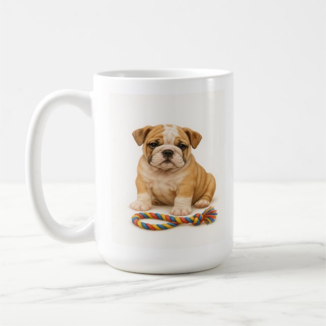 Tug Life - Bulldog-Valp med attityder Kaffemugg (Vänster)