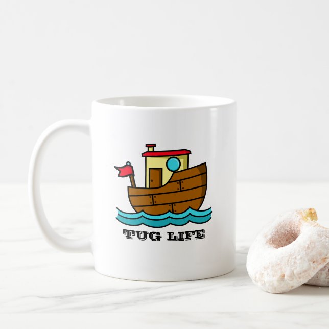 Tug Life Tecknad Dragbåt Personlig  Kaffemugg (Med munk)