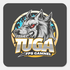 TUGA Wolf Gaming Logotyp Esports Stil Fyrkantigt Klistermärke