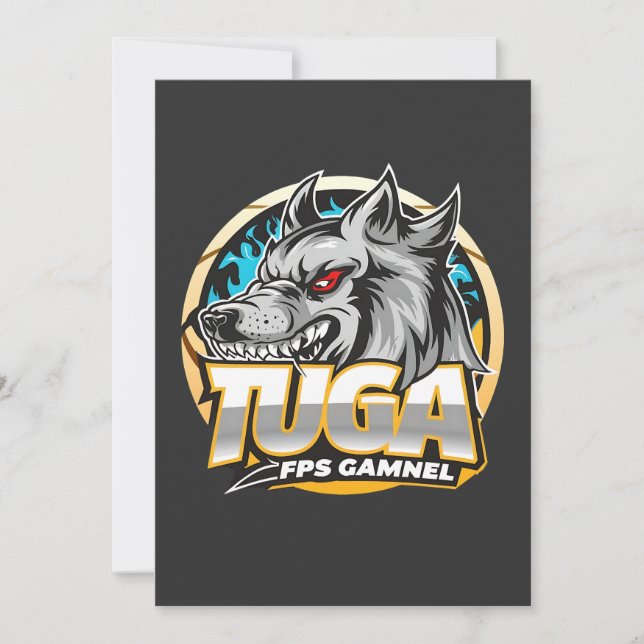 TUGA Wolf Gaming Logotyp Esports Stil Julkort (Framsida)