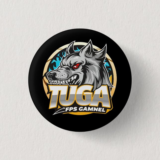 TUGA Wolf Gaming Logotyp Esports Stil Knapp (Framsida)