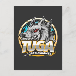TUGA Wolf Gaming Logotyp Esports Stil Vykort
