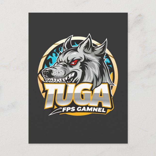 TUGA Wolf Gaming Logotyp Esports Stil Vykort (Framsida)