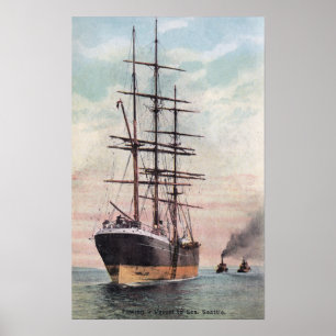 Tugbåtar som bogserar en Frakt till havs Poster