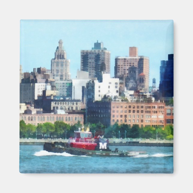 Tugboat Against Manhattan Skyline Magnet (Framsidan)