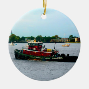 Tugboat Norfolk VA Julgransprydnad Keramik