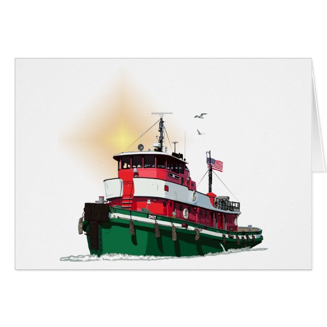 Tugboat Ohio Hälsningskort (Framsidan Horizontal)