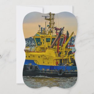 Tugboat-segling vid flod, montevideo, uruguay anteckningskort