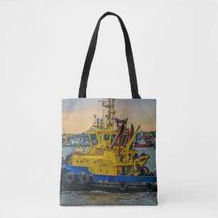 Tugboat-segling vid flod, montevideo, uruguay tygkasse
