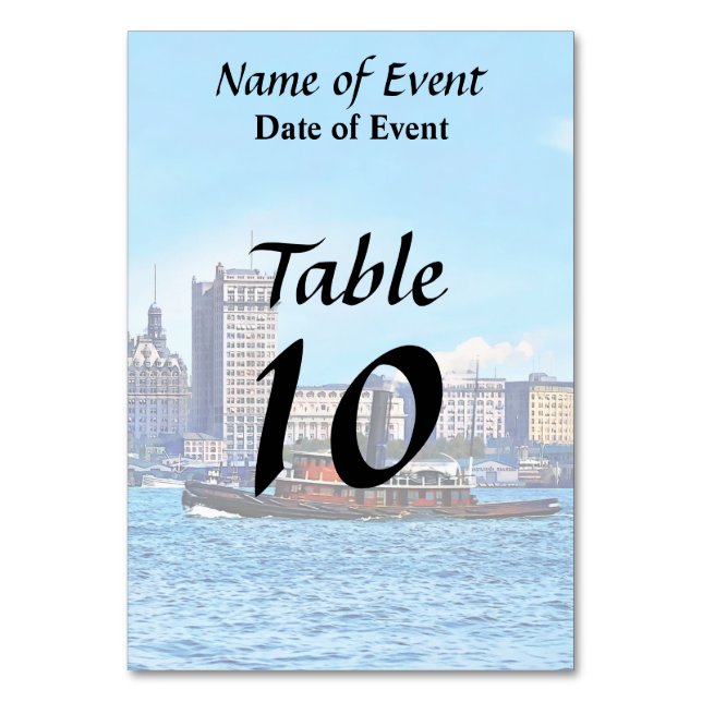 Tugboats Near the New York City Skyline c1906 Bordsnummer (Baksidan)