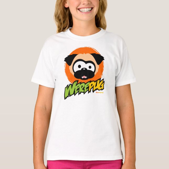 Tugg den WerePug vitT-tröja Tee Shirt (Framsida)