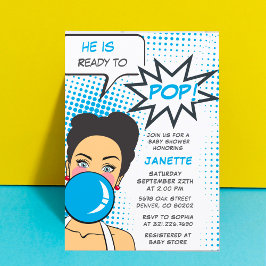 Tuggummi redo att spricka Flicka Babyshower Inbjudningar