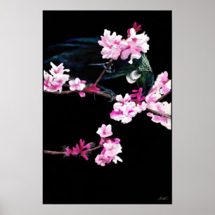 Tui Bird matande på Cherry Blommars - (STORE) Poster