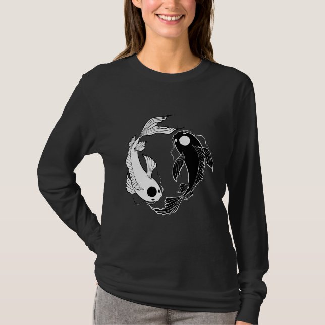 Tui och La Yin och Yang Koi Fish T Shirt (Framsida)