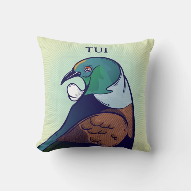 Tui Retro Halftone Tecknad stil Kudde (Framsida)